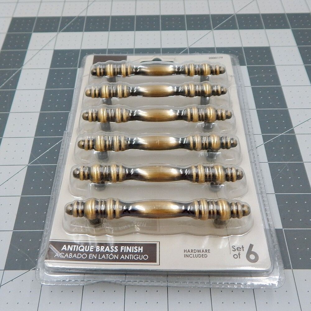 Chapter Cabinet Handles Drawer Pulls Antique Brass Finish Set of 6 #2000179